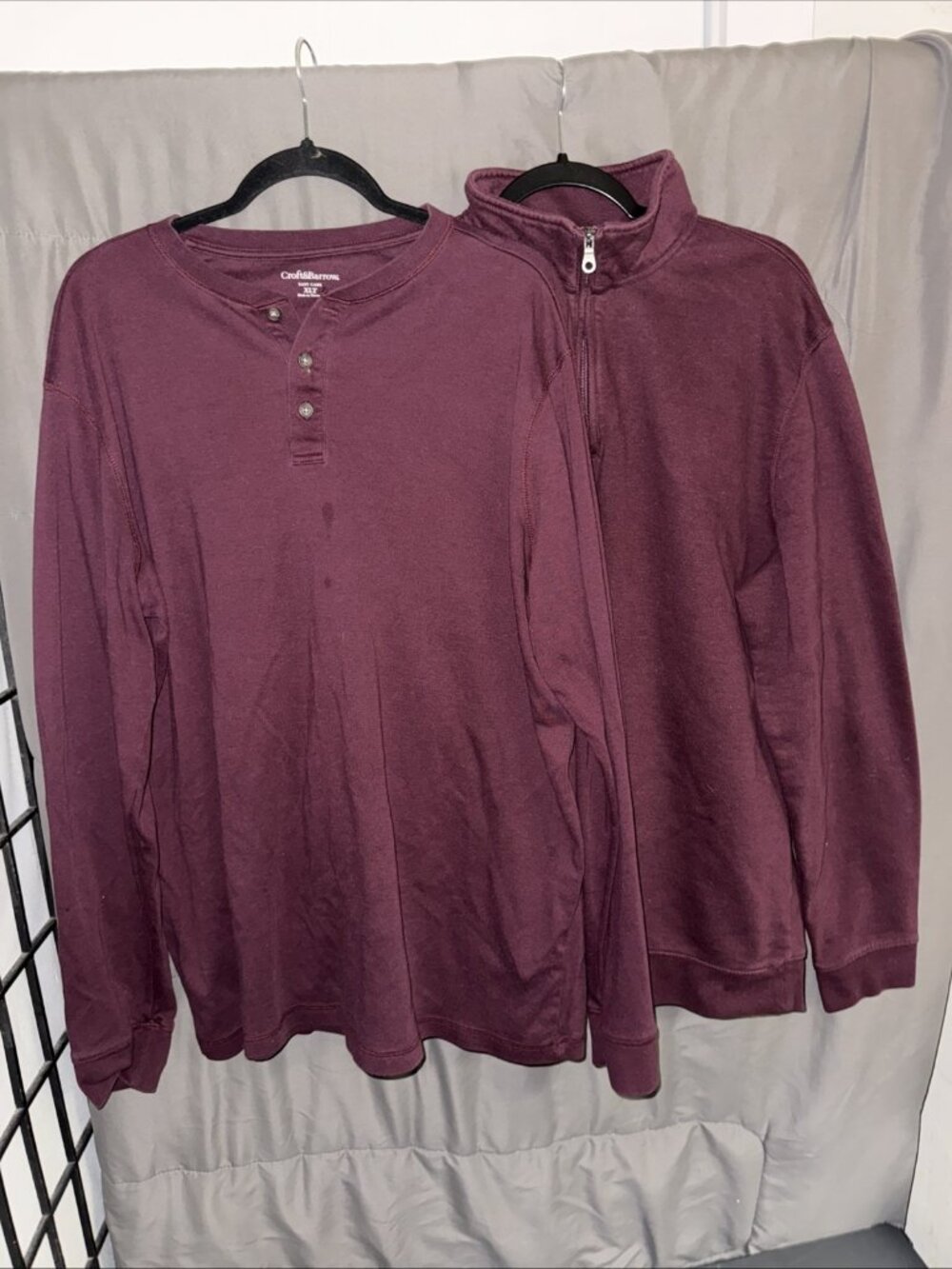 Croft & Barrow Shirt Mens XLT Cotton Long Sleeves Henley & Zippered Sweatshirt